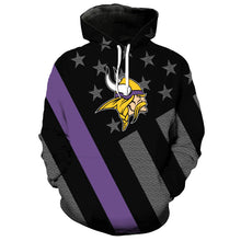 Load image into Gallery viewer, Minnesota Vikings NFL American Flag 3D Hoodie Apparel Gift Fans S-V7-00106