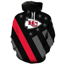 Load image into Gallery viewer, Kansas City Chiefs NFL American Flag 3D Hoodie Apparel Gift Fans S-V7-00114