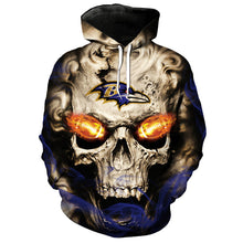 Load image into Gallery viewer, Baltimore Ravens NFL Skull 3D Hoodie Apparel Gift Fans S-VS1-00044