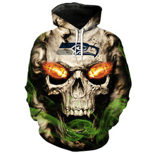 Load image into Gallery viewer, Seattle Seahawks NFL Skull 3D Hoodie Apparel Gift Fans S-VS1-00048