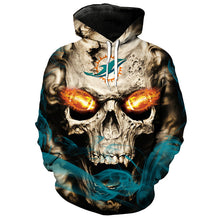 Load image into Gallery viewer, Miami Dolphins NFL Skull 3D Hoodie Apparel Gift Fans S-VS1-00054