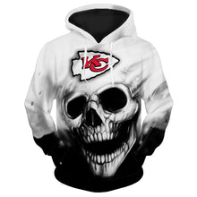 Load image into Gallery viewer, Kansas City Chiefs NFL White Skull 3D Hoodie Apparel S-VS2-00332