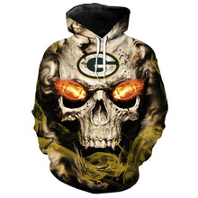 Load image into Gallery viewer, Green Bay Packers NFL Skull 3D Hoodie Apparel Gift Fans S-VS1-00056
